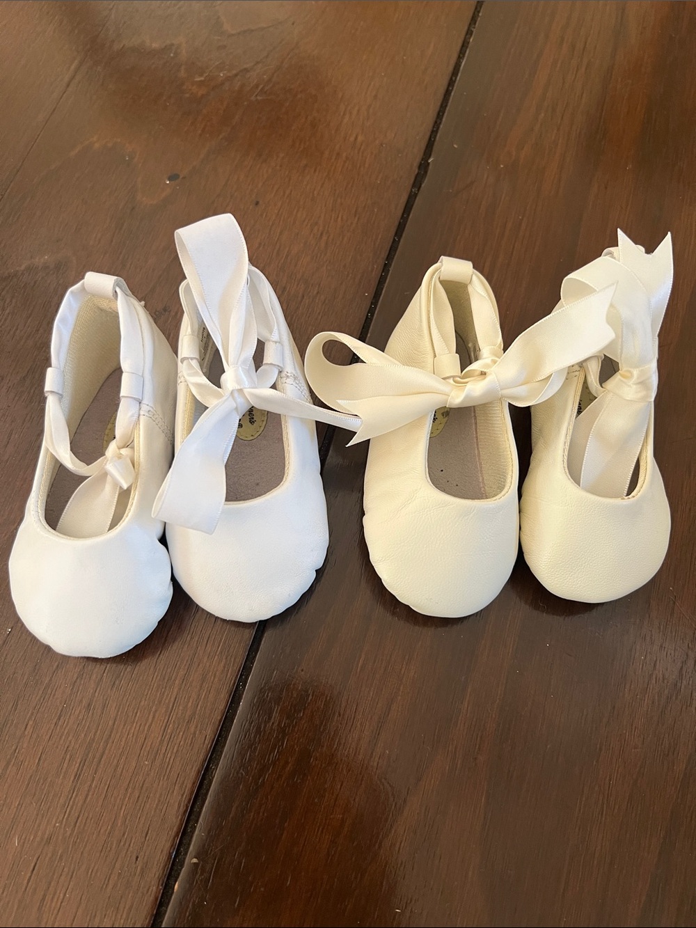 Designer’s Touch Classic Ribbon Tie Ballet Flats set of 2 - White and Cream